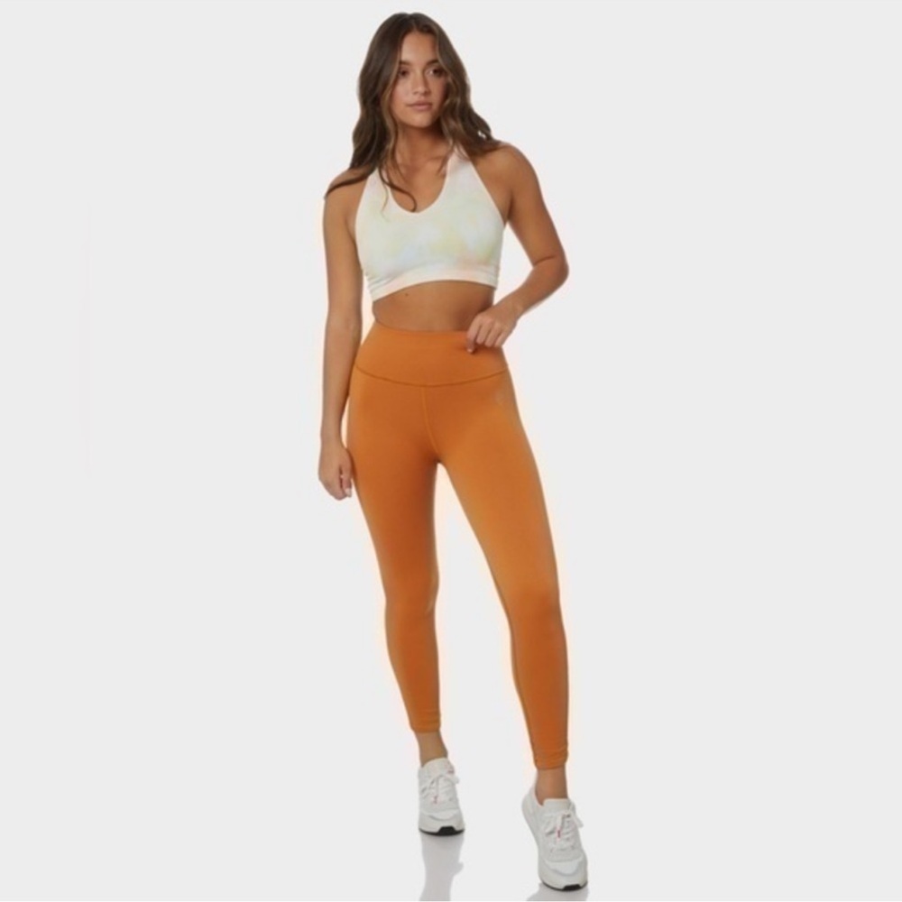 FP Movement Free Throw Ribbed Chevron Leggings Orange Brown Tan Toasted Coconut